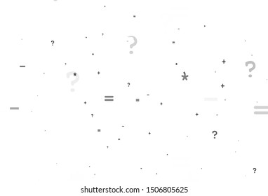 Light Gray vector texture with mathematic symbols. Blurred design in simple style with collection of numerals. Template for landing page of typography.