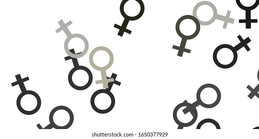 Light Gray vector texture with women's rights symbols. Colorful feminism symbols with a gradient in modern style. Background for International Women’s Day.