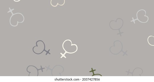 Light Gray vector texture with women's rights symbols. Illustration with signs of women's strength and power. Background for International Women’s Day.