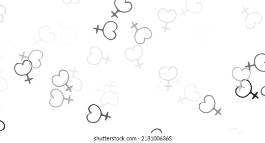 Light Gray vector texture with women's rights symbols. Illustration with signs of women's strength and power. Design for International Women’s Day.