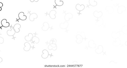 Light Gray vector texture with women's rights symbols. Illustration with signs of women's strength and power. Design for International Women’s Day.