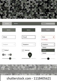 Light Gray vector ui kit with dots. Beautiful ui ux kit with colorful dots in its header. Modern template for your landing page.