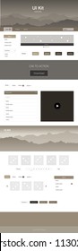 Light Gray vector ui kit with landscape. Colorful ui/ux kit with header consisted of hills & rocks. Beautiful layout for websites, landing pages.