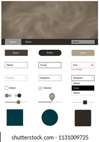 Light Gray vector ui kit with clouds & stars. Web ui kit with abstract gradient clouds in its header. This sample is for your landing page.