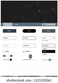 Light Gray vector ui ux kit in triangular style with circles. Colorful ui/ux kit with triangles, circles in header. Modern template for your landing page.