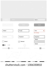 Light Gray vector ui ux kit in triangular style with circles. Colorful ui/ux kit with triangles, circles in header. Beautiful layout for websites, landing pages.