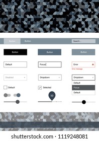 Light Gray vector web ui kit with spheres. Web ui kit with abstract gradient circles in its header. This sample is for your website.