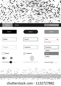 Light Gray vector web ui kit with spheres. Simple Material Design Kit with colorful dots in header. This template you can use for landing pages.