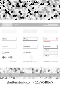 Light Gray vector web ui kit with spheres. Simple Material Design Kit with colorful dots in header. Simple colorful design for websites.
