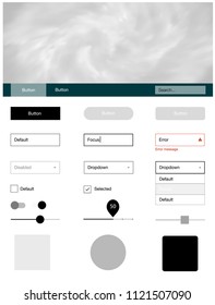 Light Gray vector wireframe kit with galaxy stars. Colorful ui/ux kit with header consisted of clouds & stars. Simple colorful design for websites.