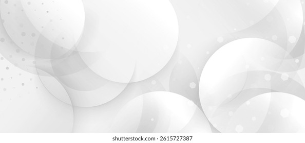 Light gray and white abstract background with soft overlapping circles and hexagonal patterns