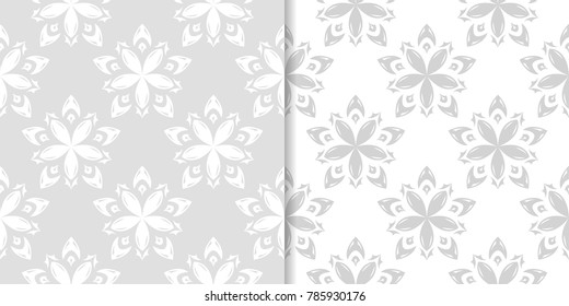 Light gray and white floral seamless ornaments