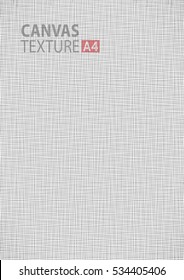 Light gray white line fabric canvas burlap texture in A4 vector size background,  thread gray pattern a4 vector backdrop vertical format. Vector fabric canvas background illustration