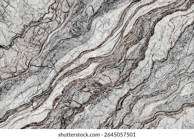  light gray and white marble stone with dark gray veins and a diagonal pattern running throughout the stone texture.