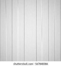 Light gray wood texture background. Wooden surface, grained table, floor. Graphic design element for scrapbooking, presentation, web page background. Realistic vector illustration.