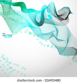 Light green abstract background with bubbles and waves 