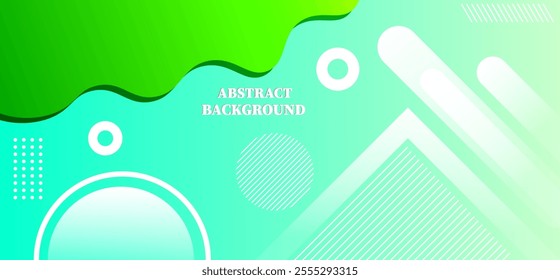 Light green abstract gradient background with geometric rounded shapes and wave pattern lines vector illustration,perfect for modern projects, basktop wallpaper banner pattern texture everything.