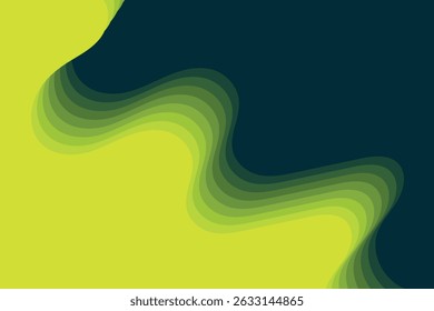 Fondo de Vector de corte de papel abstracto verde claro con líneas onduladas superpuestas que forman un diseño en capas moderno para uso de cubierta o volante