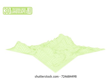 light green abstract polygonal mountains on a white background