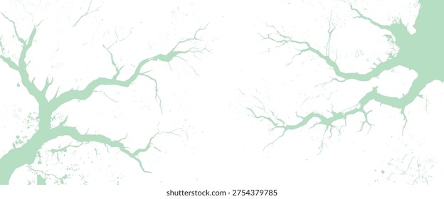 Light green abstract river map with branching waterways on a white background