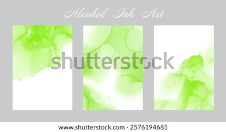 Light green alcohol ink art card set