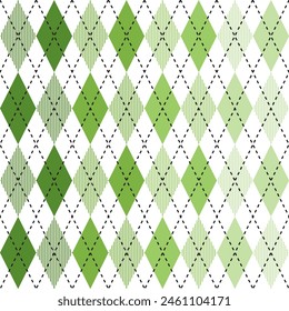 Light green argyle pattern. Argyle vector pattern. Argyle pattern. Seamless geometric pattern for clothing, wrapping paper, backdrop, background, gift card, sweater.