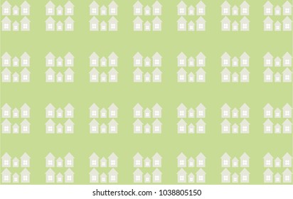 Light green backdrop with a pattern of houses