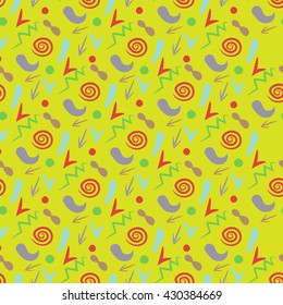Light green background with beautiful abstract figures in popular trend colors