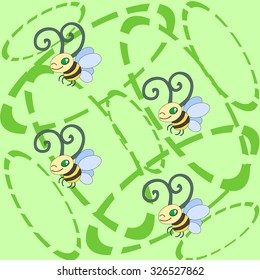 A light green background with bees