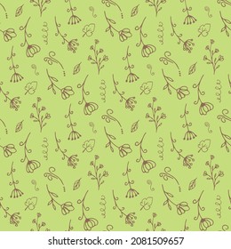 Light green background with brown hand drawn decorative floral elements