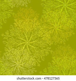 light green background of circular ornaments consisting of branches and leaves