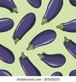Light green background with eggplant