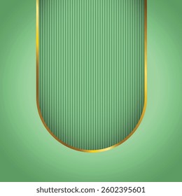 Light Green background with Gold arch, arch gate. Luxury minimal wall scene mockup product stage showcase, Banner promotion display. Abstract vector geometric forms.