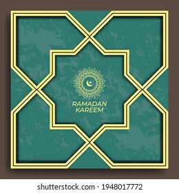 Plantilla ramadan kareem de fondo verde claro. Gran vector para tarjetas de felicitación, invitaciones islámicas, web, medios sociales, etc.