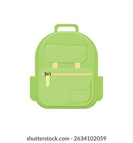 light green backpack on white background. school supplies. student bag. vector illustration