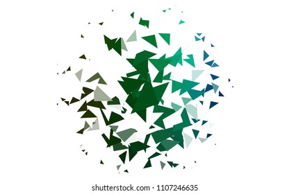 Light green and blue vector geometric triangles simple minimalistic background, which consist of triangles on white background. Triangular pattern with gradient for your business design. 