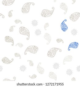 Light Green, Blue vector seamless doodle template with leaves and flowers. Shining colored illustration with leaves and flowers. Design for textile, fabric, wallpapers.