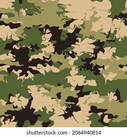 light green camouflage background, summer pattern, trendy texture, military print illustration.