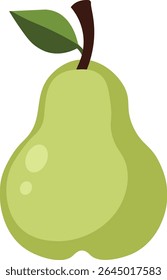 Light green cartoon pear with stem and smooth surface, ideal for nutrition visuals, children’s books, or fruit-themed stickers