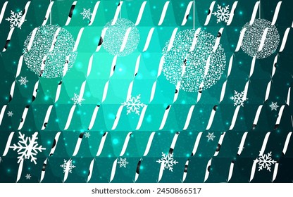 Fondo de polígono bajo de postal de Navidad verde claro. Ilustración vectorial formada por triángulos. Abstractas origami triangular poligonal o diseño de cristal de la celebración del Año Nuevo.