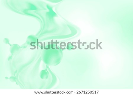 Light green clear molecule of hyaluronic acid or collagen, mint green nano 3D cell, vector bio scientific icon. Cosmetology treatment gradient background. Beauty science, skin care molecular concept