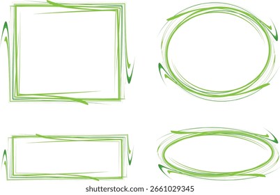 Conjunto de Formas de marcos de contornos de garabatos abstractos de color verde claro