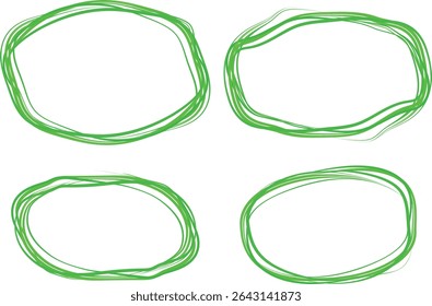 light green color doodle scribble circles set