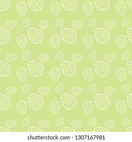 Light green color pattern with eggs decorated in white circles in doodle style vector illustration for design and decoration