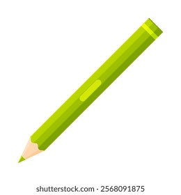 Light green colored pencil sharpened with a sleek design. School supplies, stationery, drawing, sketching, writing tool concept. Flat vector illustration isolated on white background with copy space