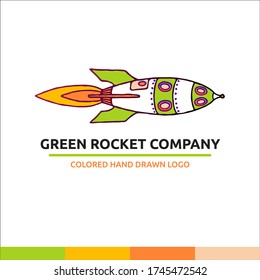 Light green and cosmos univerce rocket vector illustration with spaceship logo