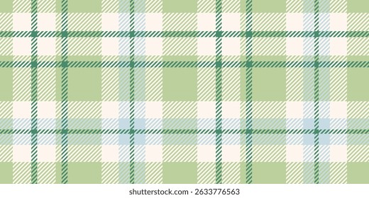 Light Green and Cream Plaid Pattern with Subtle Blue Accents in a Seamless Classic Checkered Design for Fashion, Textiles, and Spring-Themed Backgrounds