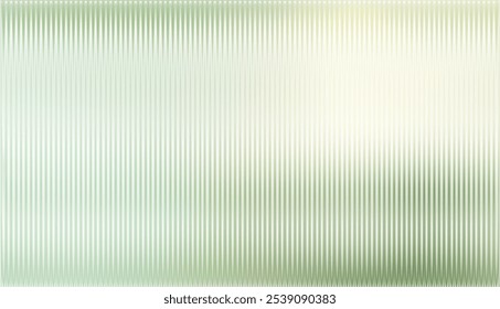 Light green and cream ribbed glass. Vector ribbed glass texture background. Mesh gradient. acrylic ribbed bath surface. Reeded glass background semitransparent overlay. Bath wall window