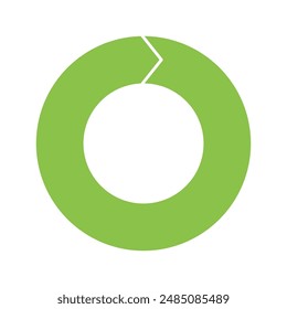 Light green cycle diagram with arrows 1 step pie chart or circle graph for business presentation concept. Progress for marketing and education goal vector.