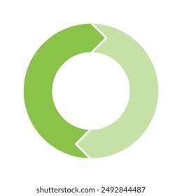 Diagrama de ciclo verde claro con flechas 2 pasos gráfico circular o gráfico circular para el concepto de presentación de negocios. Progreso para el Vector de objetivos de marketing y educación.